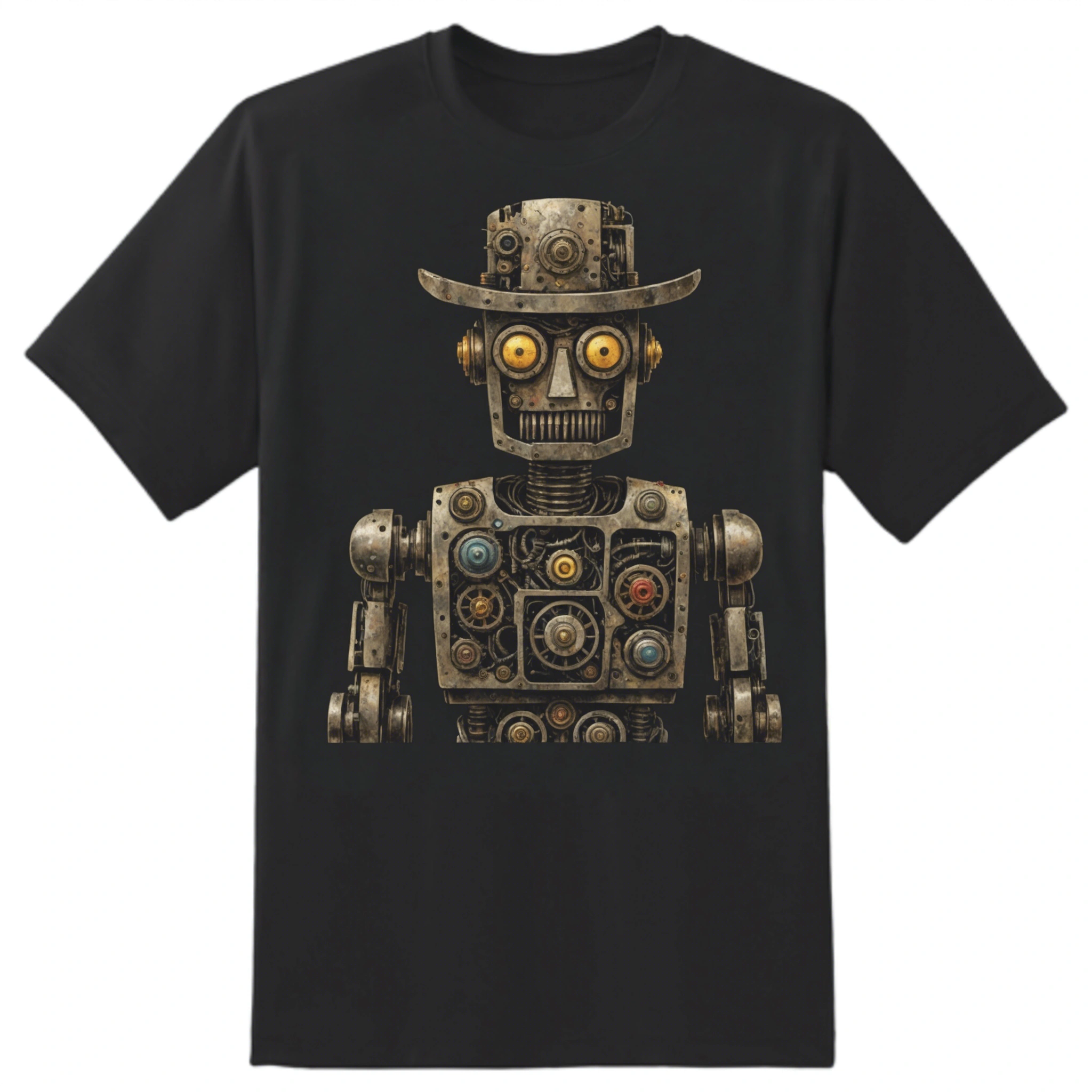 Mechanical Robot Cowboy in Wasteland