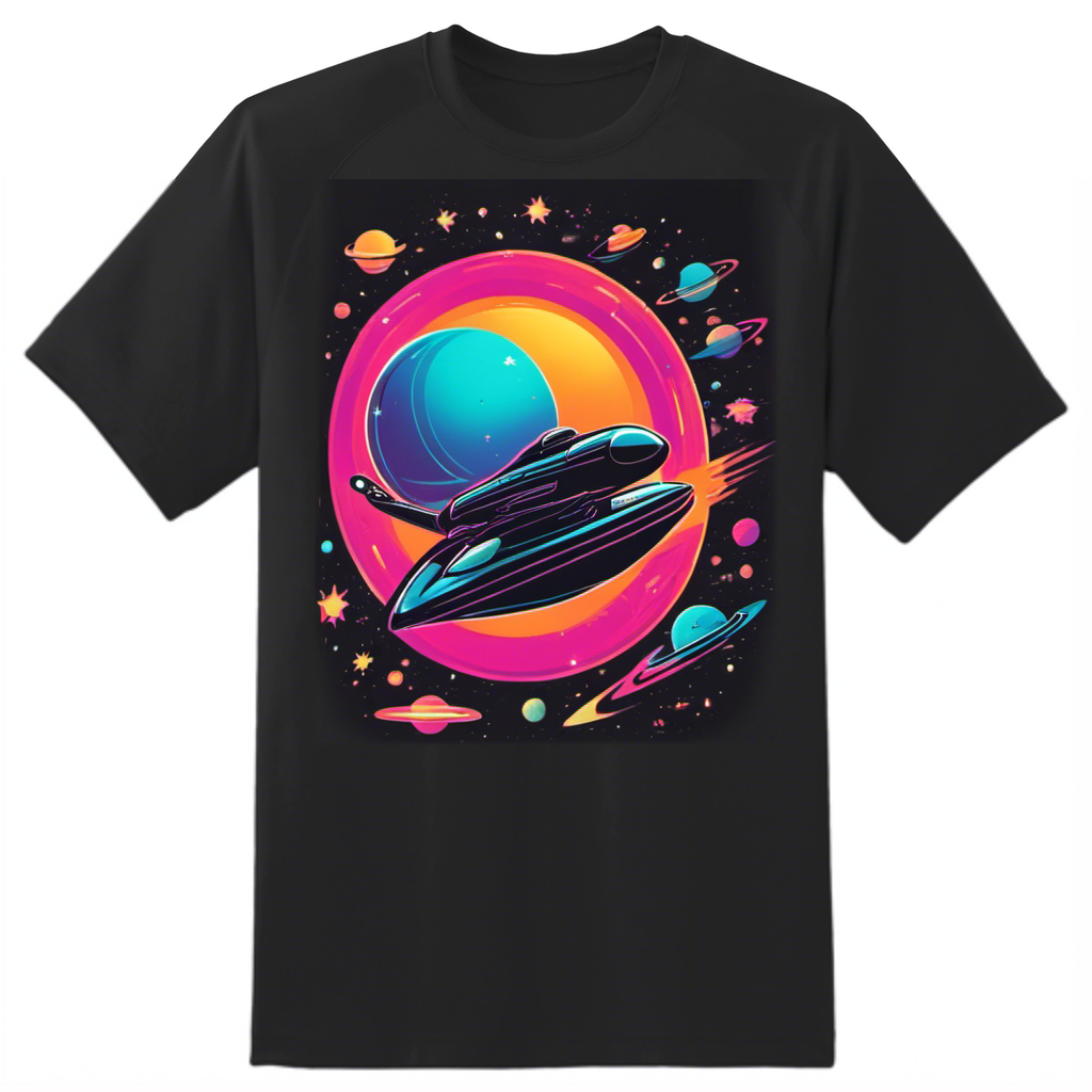 Retro Spaceship in Neon Universe