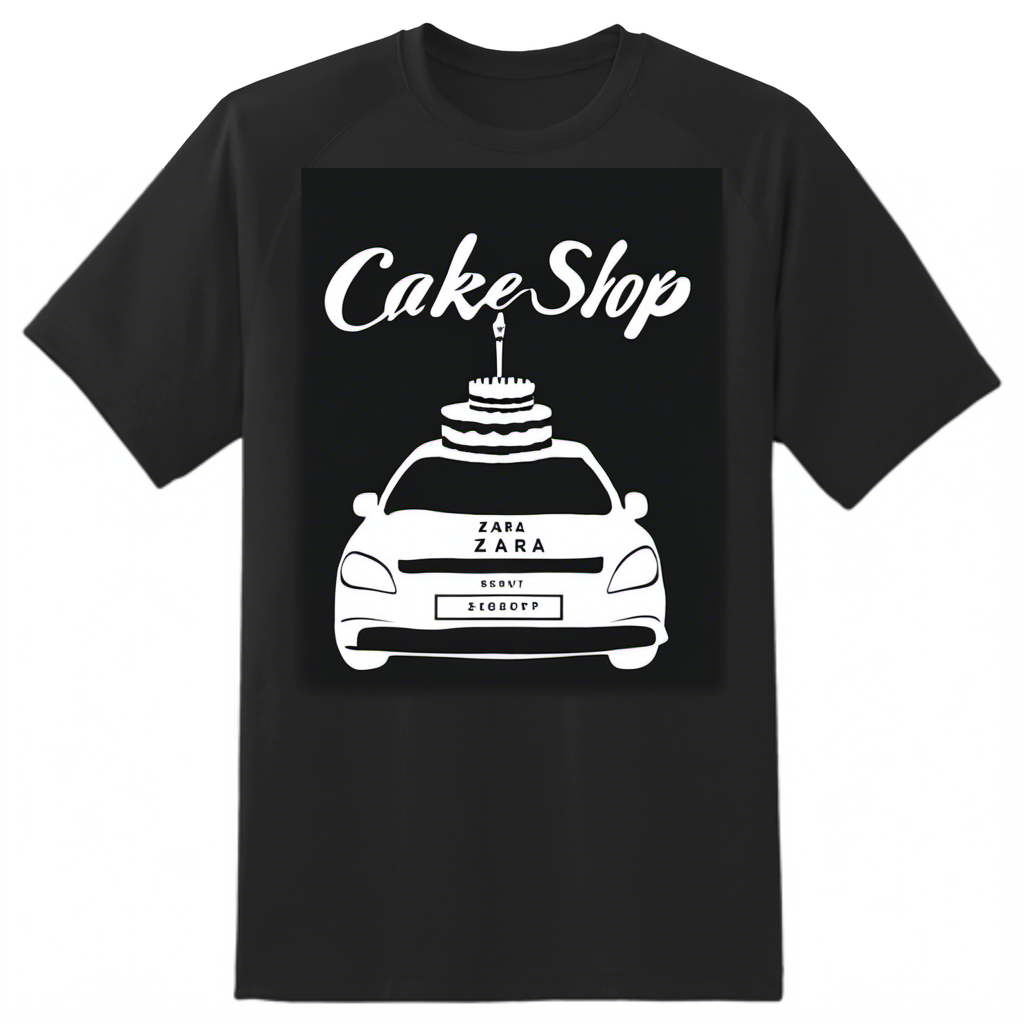 Zara White Tshirt with Cake Shop Logo